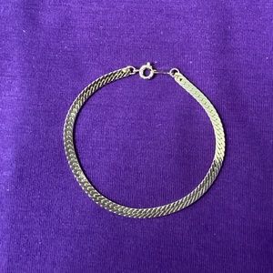 Gold Tone Herringbone Chain Bracelet